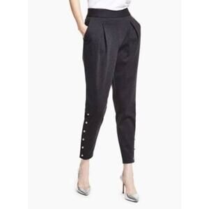 INC InternationalConcept Outpost Snap Detail Tapered Ponte Pant Heather Grey XXL